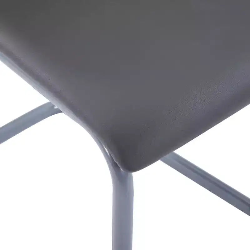 vidaXL Dining Chair Set of 4 Gray Faux Leather and Steel Standard