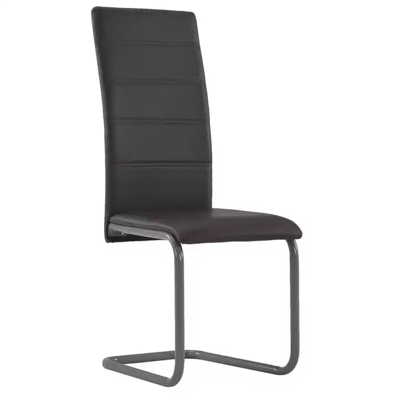 vidaXL Dining Chair Set of 4 Gray Faux Leather and Steel Standard