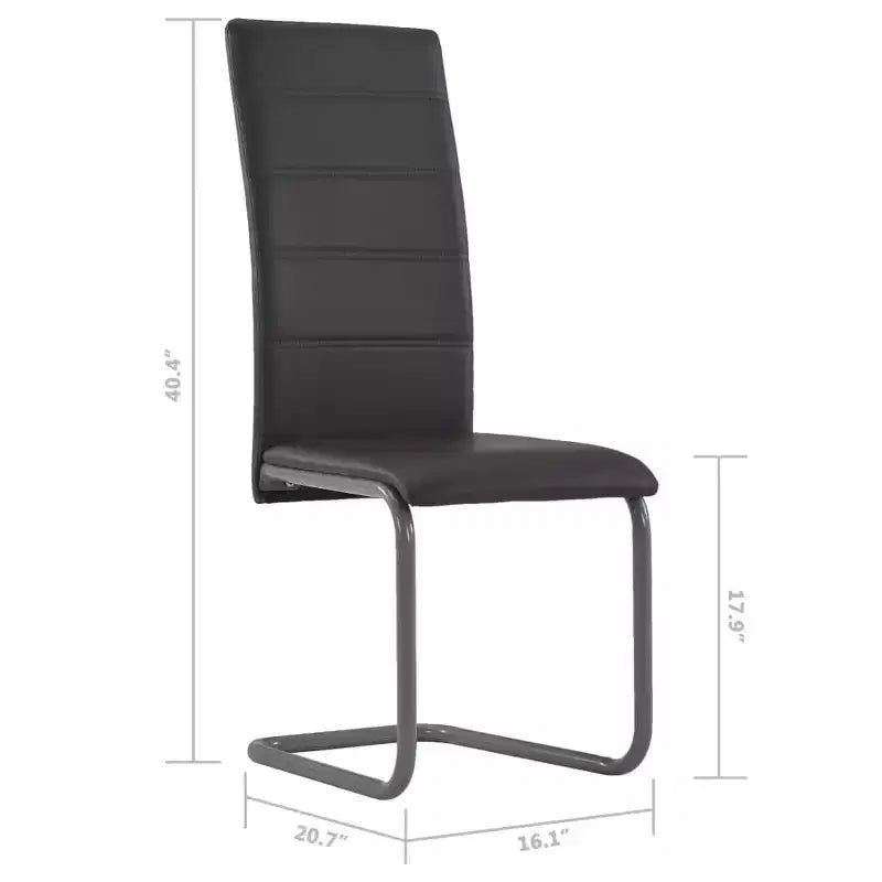 vidaXL Dining Chair Set of 4 Gray Faux Leather and Steel Standard