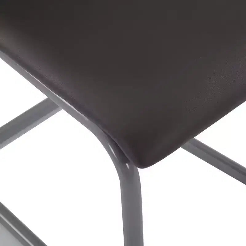 vidaXL Dining Chair Set of 4 Gray Faux Leather and Steel Standard