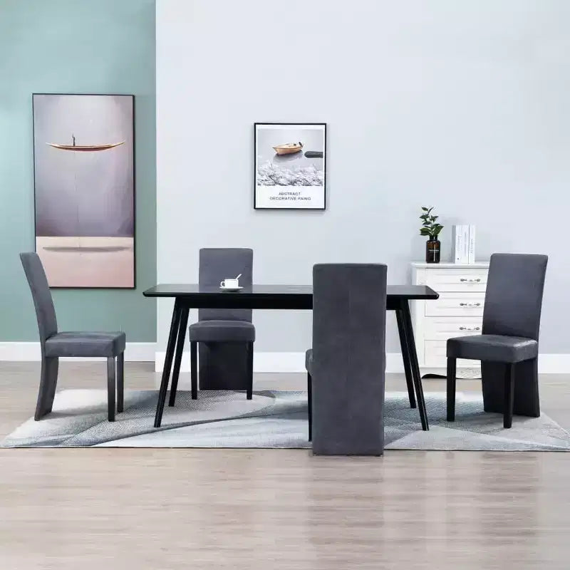 vidaXL Lot de 4 Chaises de Salle à Manger Similicuir Suédé Marron et Bois Massif