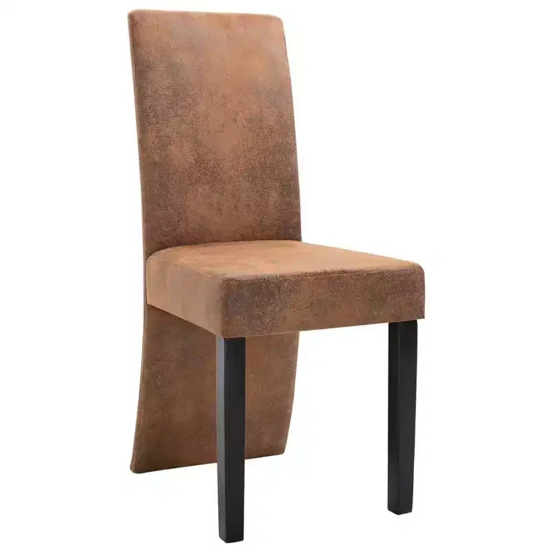 vidaXL Lot de 4 Chaises de Salle à Manger Similicuir Suédé Marron et Bois Massif