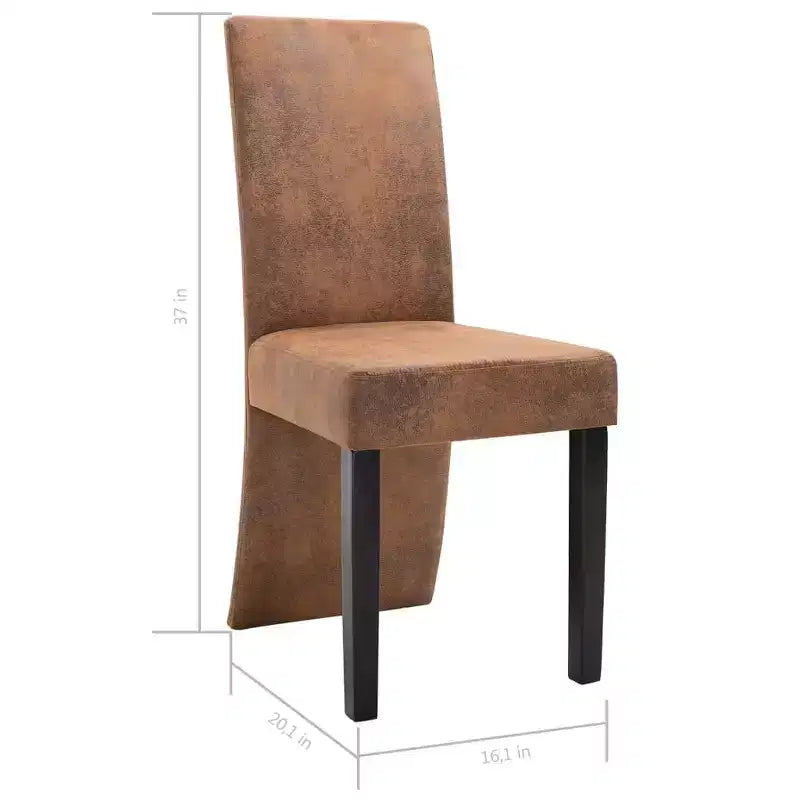 vidaXL Lot de 4 Chaises de Salle à Manger Similicuir Suédé Marron et Bois Massif
