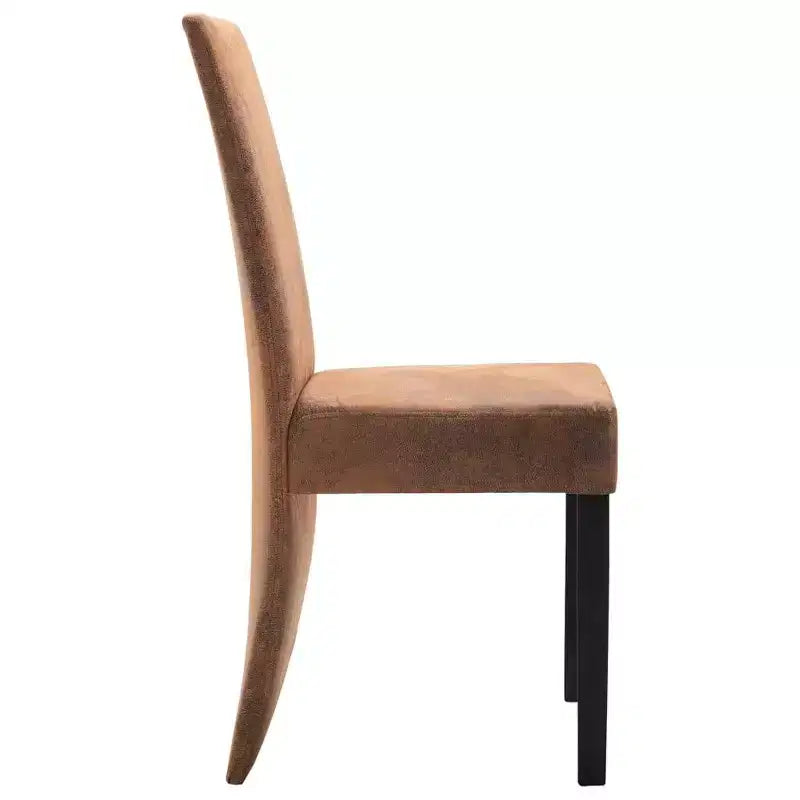 vidaXL Lot de 4 Chaises de Salle à Manger Similicuir Suédé Marron et Bois Massif