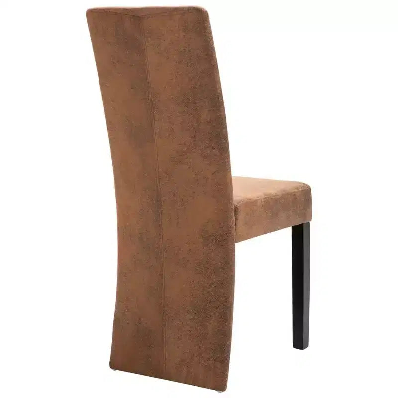 vidaXL Lot de 4 Chaises de Salle à Manger Similicuir Suédé Marron et Bois Massif
