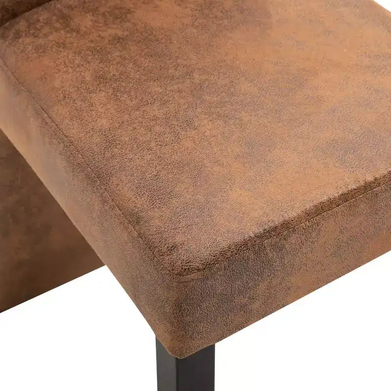 vidaXL Lot de 4 Chaises de Salle à Manger Similicuir Suédé Marron et Bois Massif
