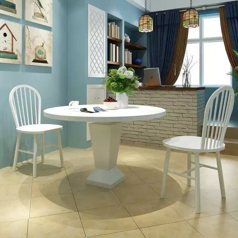 vidaXL Chair Set of 2 White Rubber wood Standard Durable Chair