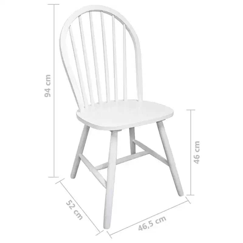 vidaXL Chair Set of 2 White Rubber wood Standard Durable Chair