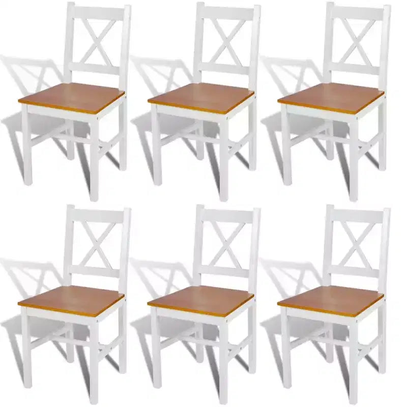 vidaXL Dining Chair Set of 2 White Solid Pine Wood 33.1 inches tall