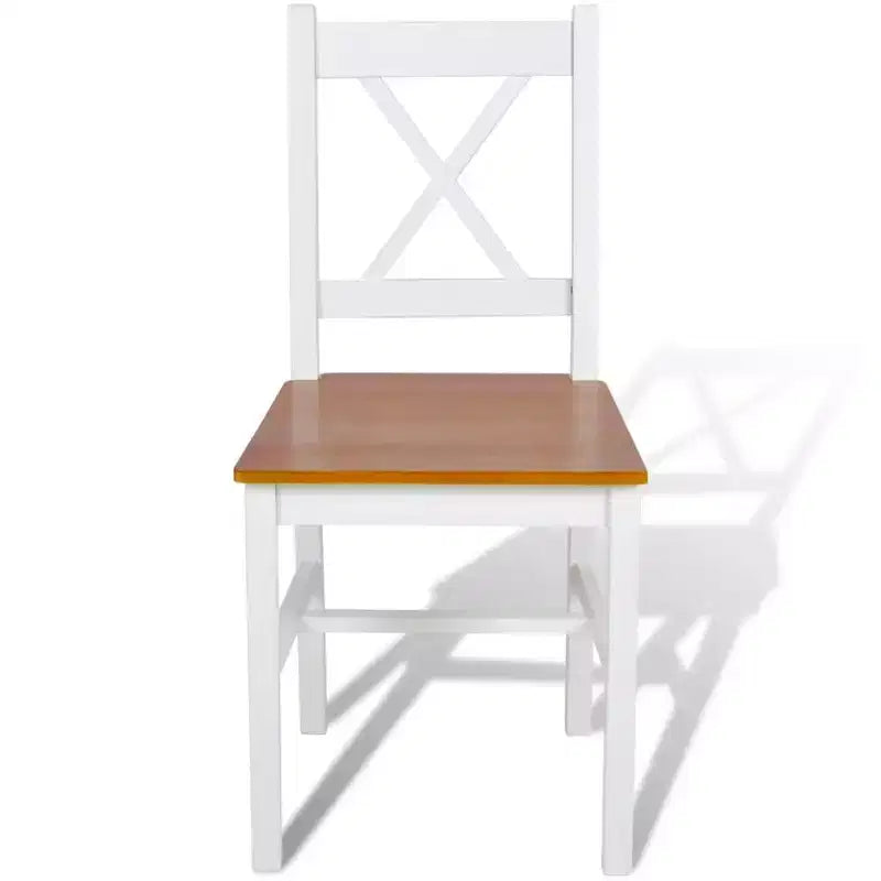 vidaXL Dining Chair Set of 2 White Solid Pine Wood 33.1 inches tall