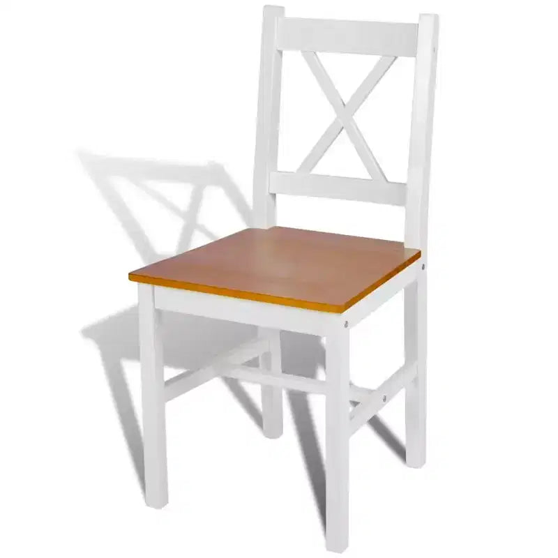 vidaXL Dining Chair Set of 2 White Solid Pine Wood 33.1 inches tall