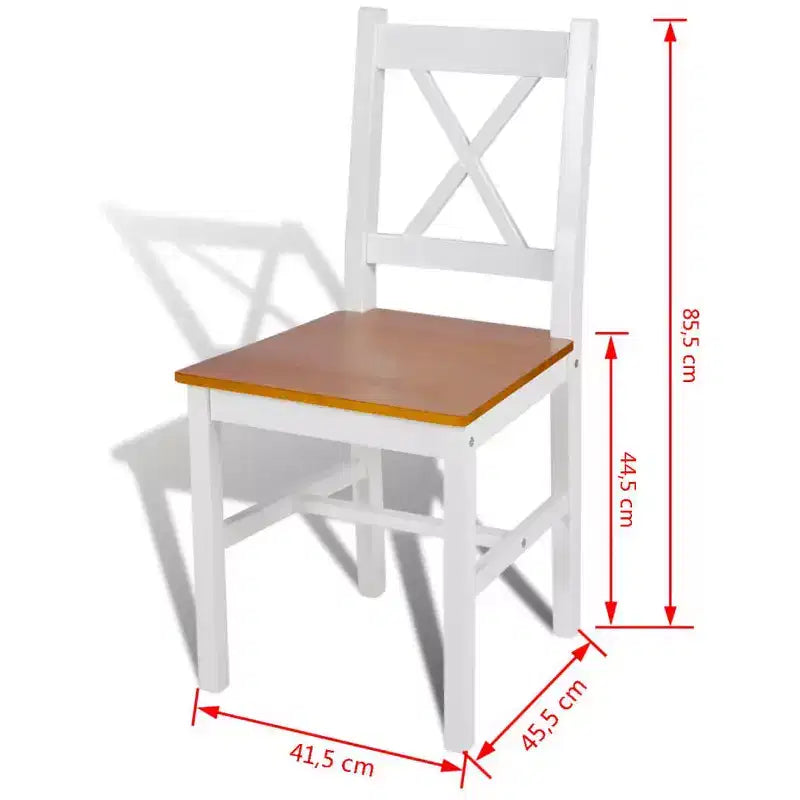 vidaXL Dining Chair Set of 2 White Solid Pine Wood 33.1 inches tall