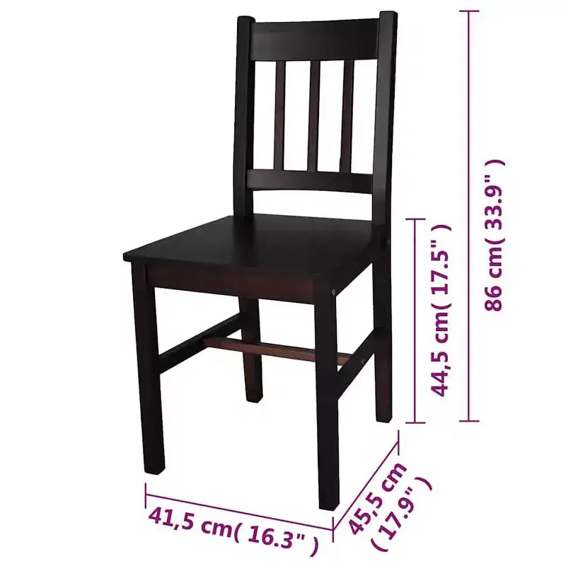vidaXL Dining Chair Set of 2 White Solid Pine Wood 33.1 inches tall