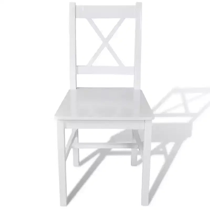 vidaXL Dining Chair Set of 2 White Solid Pine Wood 33.1 inches tall