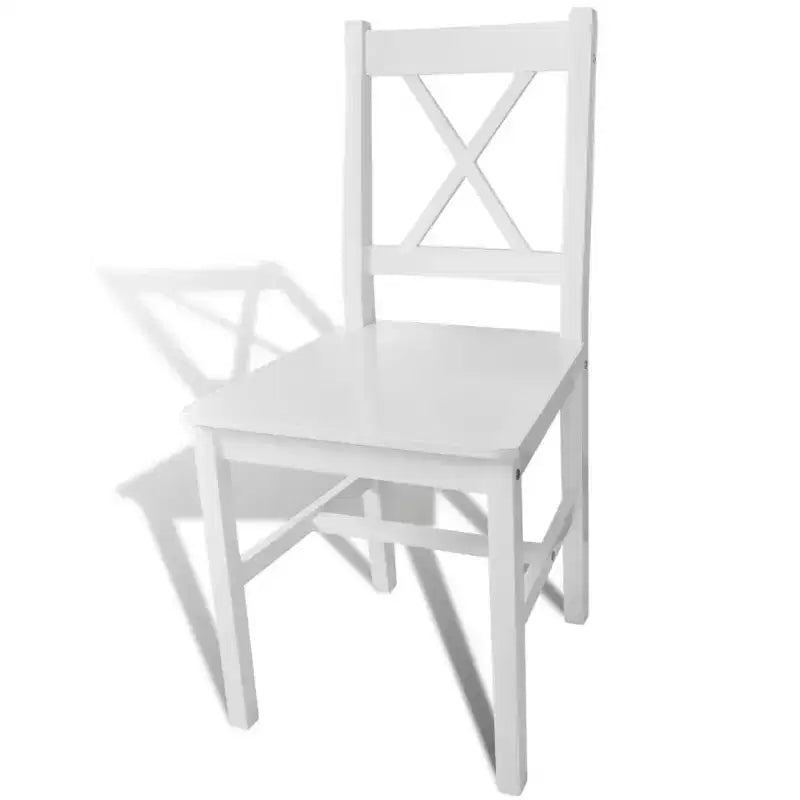 vidaXL Dining Chair Set of 2 White Solid Pine Wood 33.1 inches tall