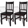 vidaXL Dining Chair Set of 2 White Solid Pine Wood 33.1 inches tall