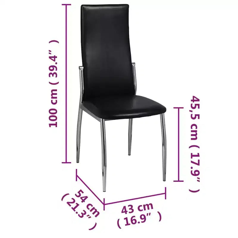vidaXL Dining Chairs 2 pcs Black Faux Leather
