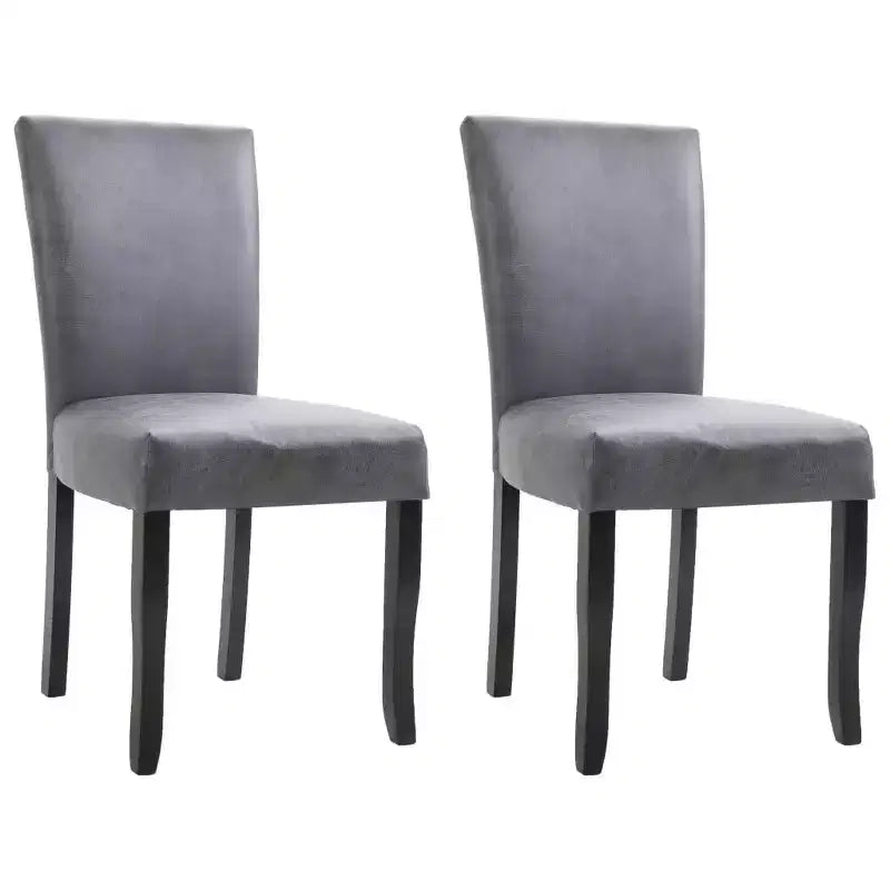 vidaXL Dining Chair Set of 2 Gray Faux suede leather, Wood Standard