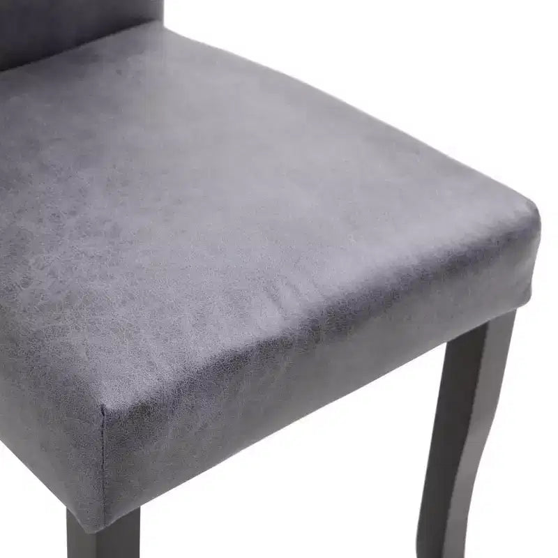 vidaXL Lot de 2 Chaises de salle à manger Daim synthétique Gris, Bois Standard