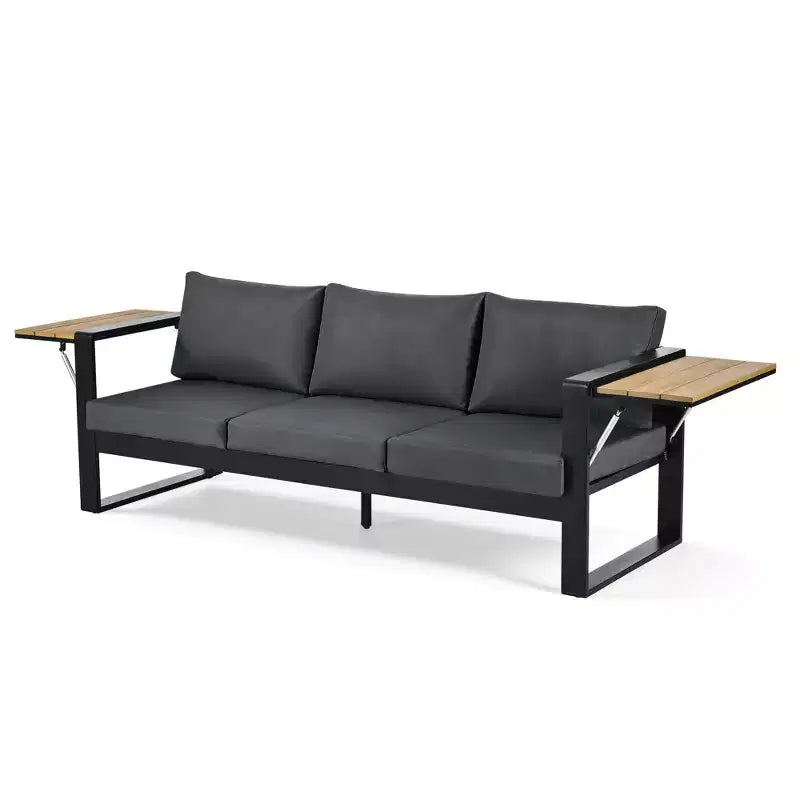 Christopher Knight Home Fransica Ensemble de 4 fauteuils de patio modernes en aluminium avec tables d'appoint dépliables
