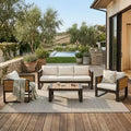 Christopher Knight Home Fransica 4 Piece Modern Patio Aluminum Seating Seat with Fold-Out Side Tables
