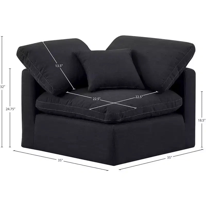 Meridian Furniture Indulge Linen Textured Fabric Corner Chair