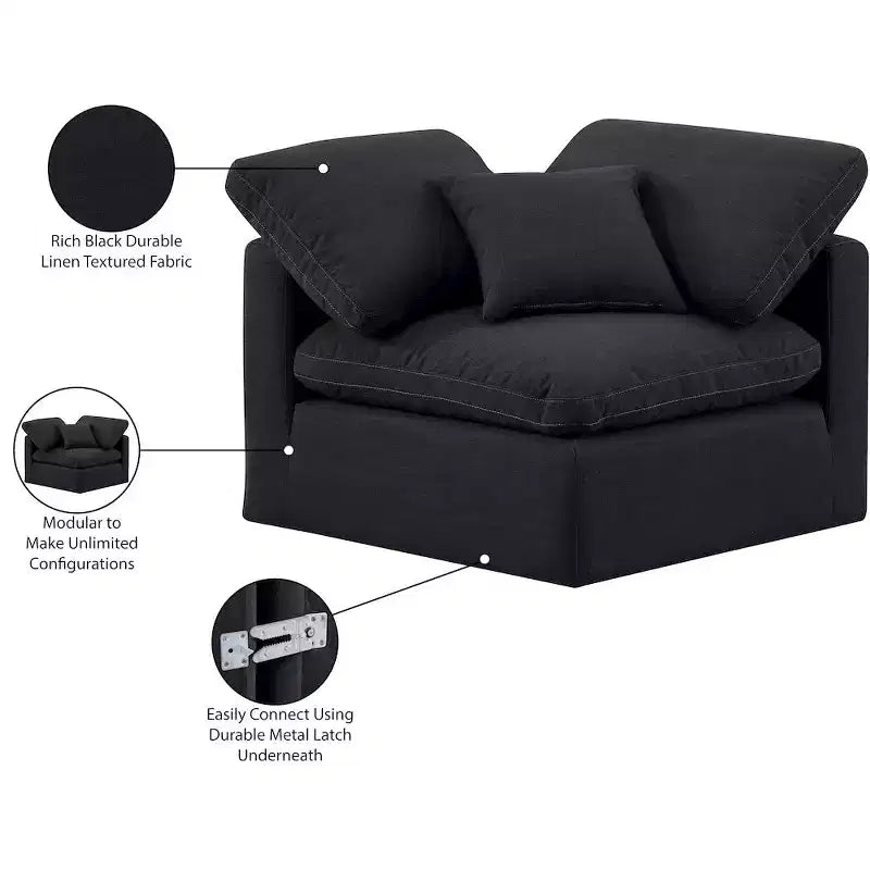 Meridian Furniture Indulge Linen Textured Fabric Corner Chair