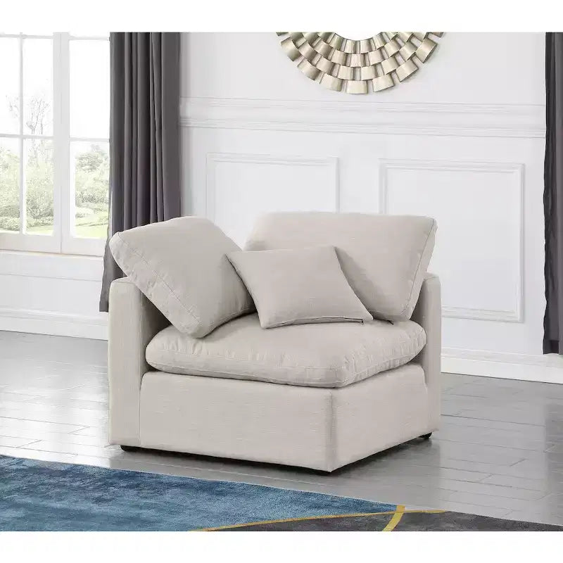 Meridian Furniture Indulge Linen Textured Fabric Corner Chair