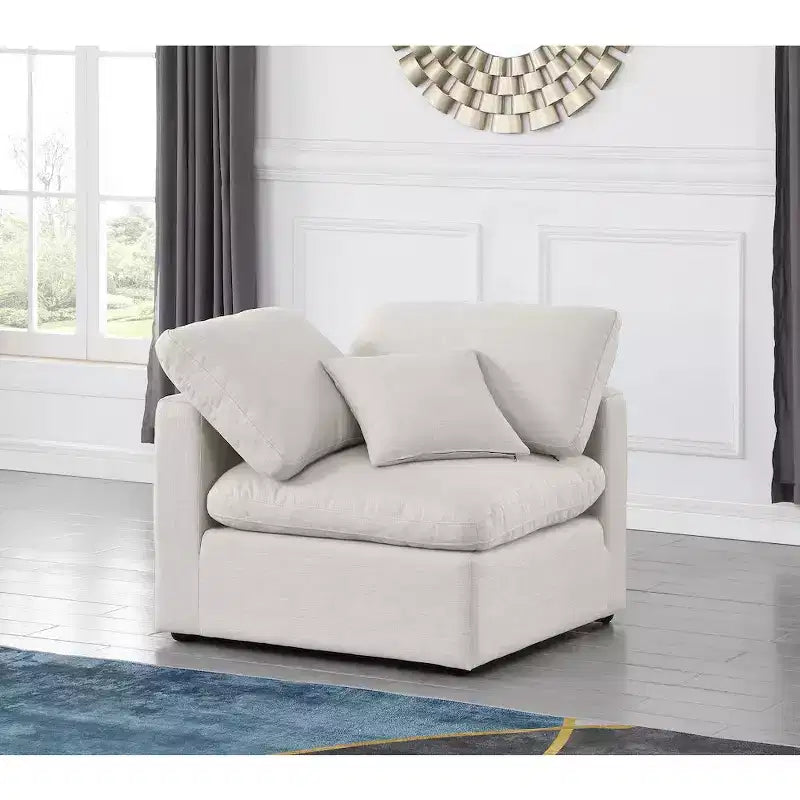 Meridian Furniture Indulge Linen Textured Fabric Corner Chair