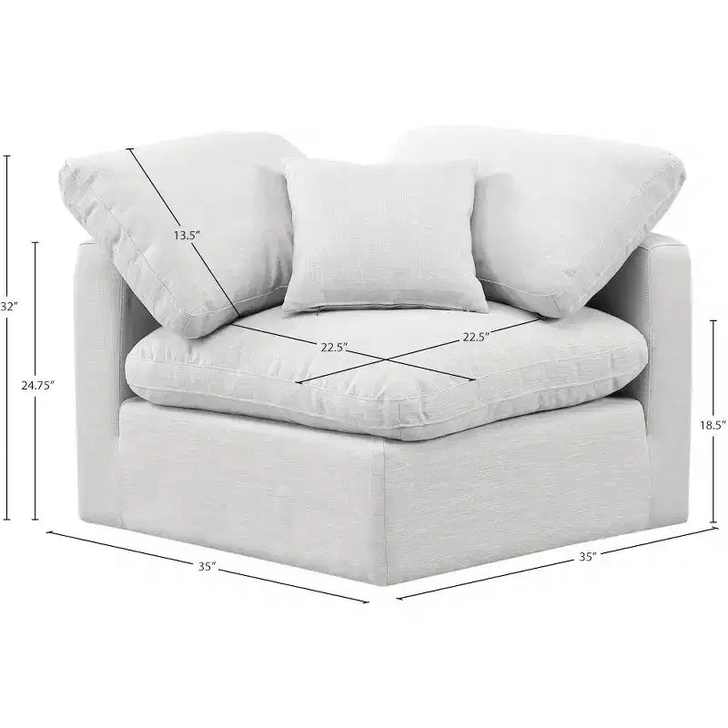 Meridian Furniture Indulge Linen Textured Fabric Corner Chair