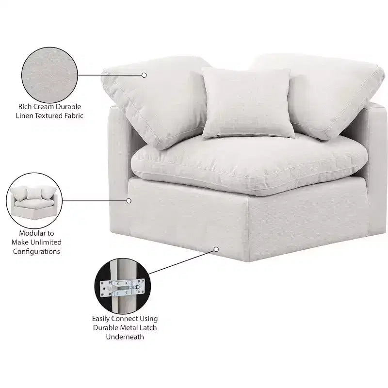 Meridian Furniture Indulge Linen Textured Fabric Corner Chair