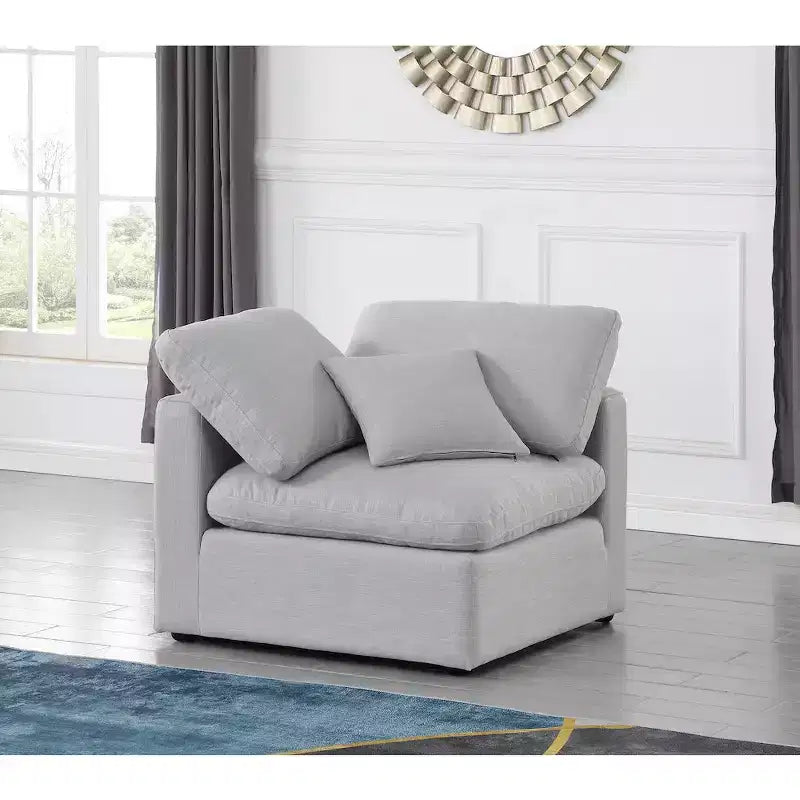 Meridian Furniture Indulge Linen Textured Fabric Corner Chair