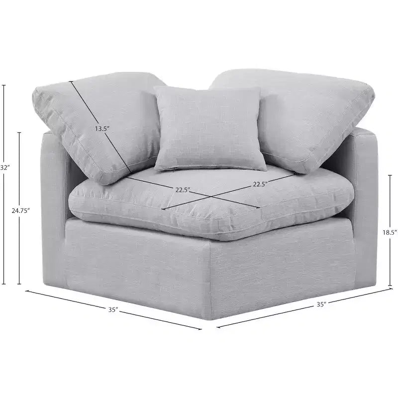 Meridian Furniture Indulge Linen Textured Fabric Corner Chair