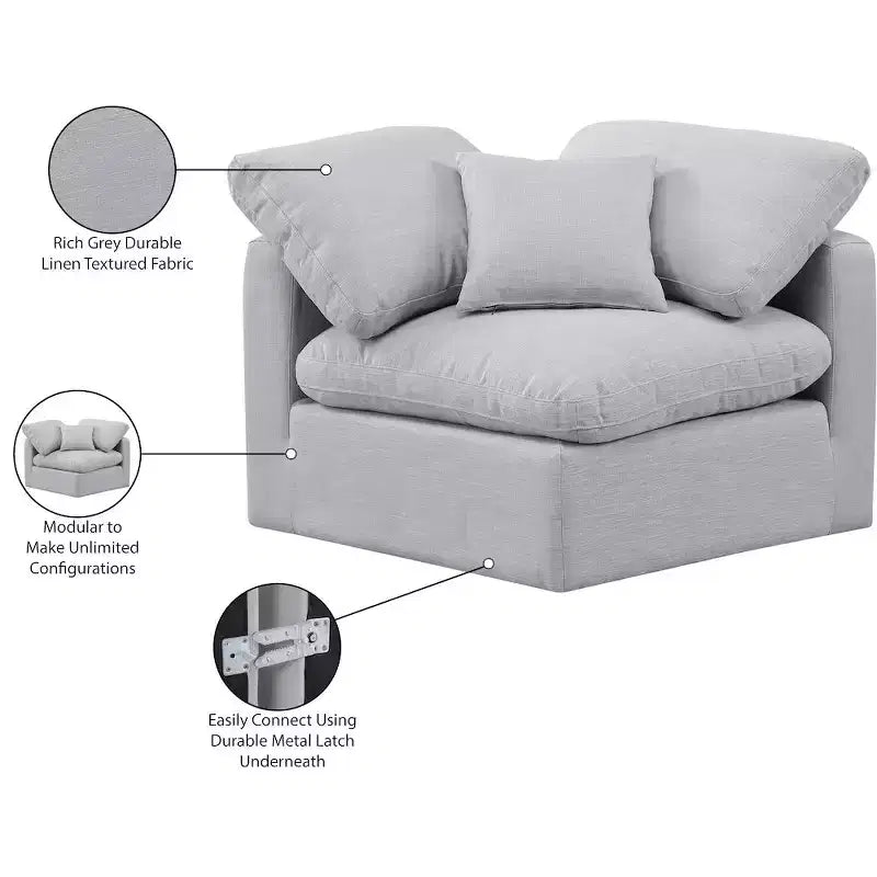 Meridian Furniture Indulge Linen Textured Fabric Corner Chair