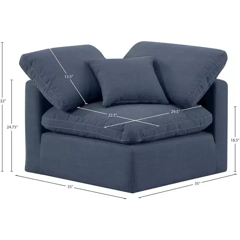 Meridian Furniture Indulge Linen Textured Fabric Corner Chair