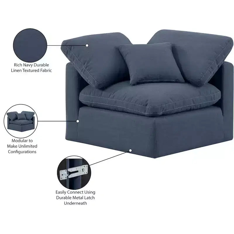 Meridian Furniture Indulge Linen Textured Fabric Corner Chair