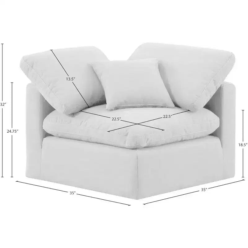 Meridian Furniture Indulge Linen Textured Fabric Corner Chair