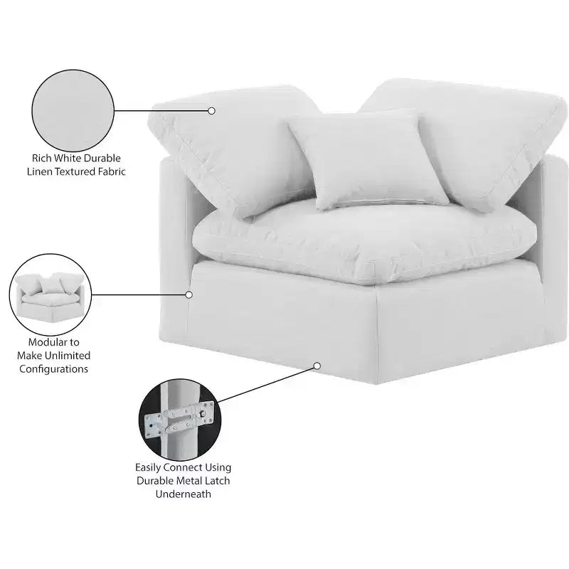 Meridian Furniture Indulge Linen Textured Fabric Corner Chair