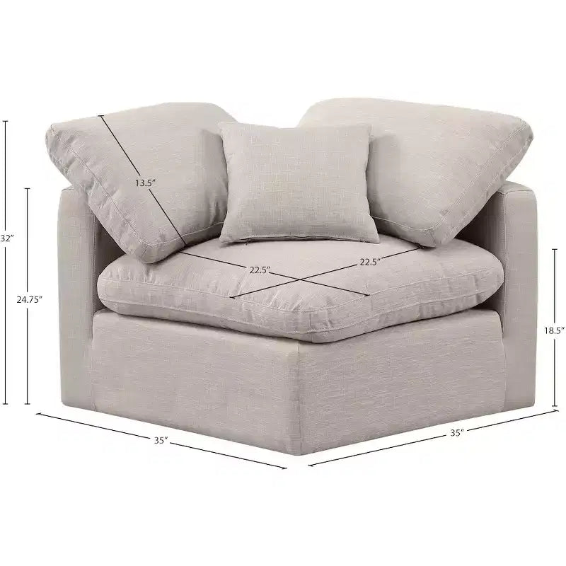 Meridian Furniture Indulge Linen Textured Fabric Corner Chair