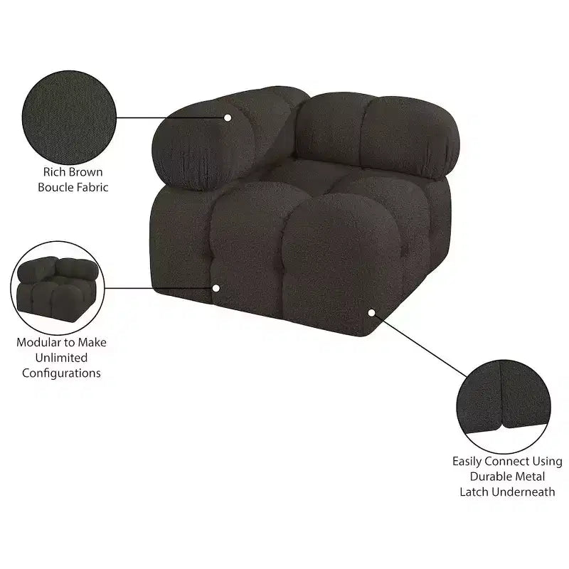 Meridian Furniture Ames Boucle Fabric Corner Chair