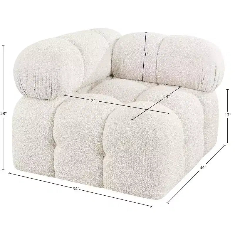 Meridian Furniture Ames Boucle Fabric Corner Chair