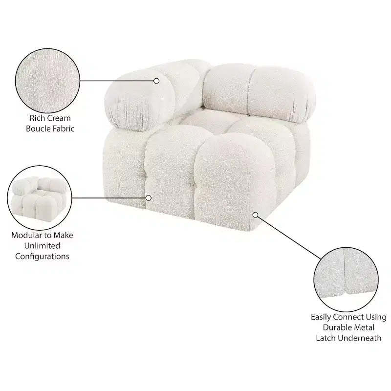 Meridian Furniture Ames Boucle Fabric Corner Chair