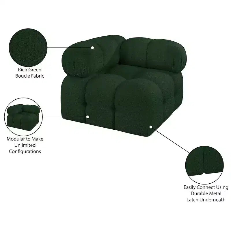 Meridian Furniture Ames Boucle Fabric Corner Chair