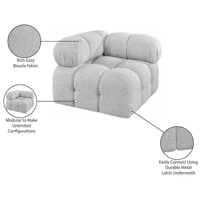 Meridian Furniture Ames Boucle Fabric Corner Chair