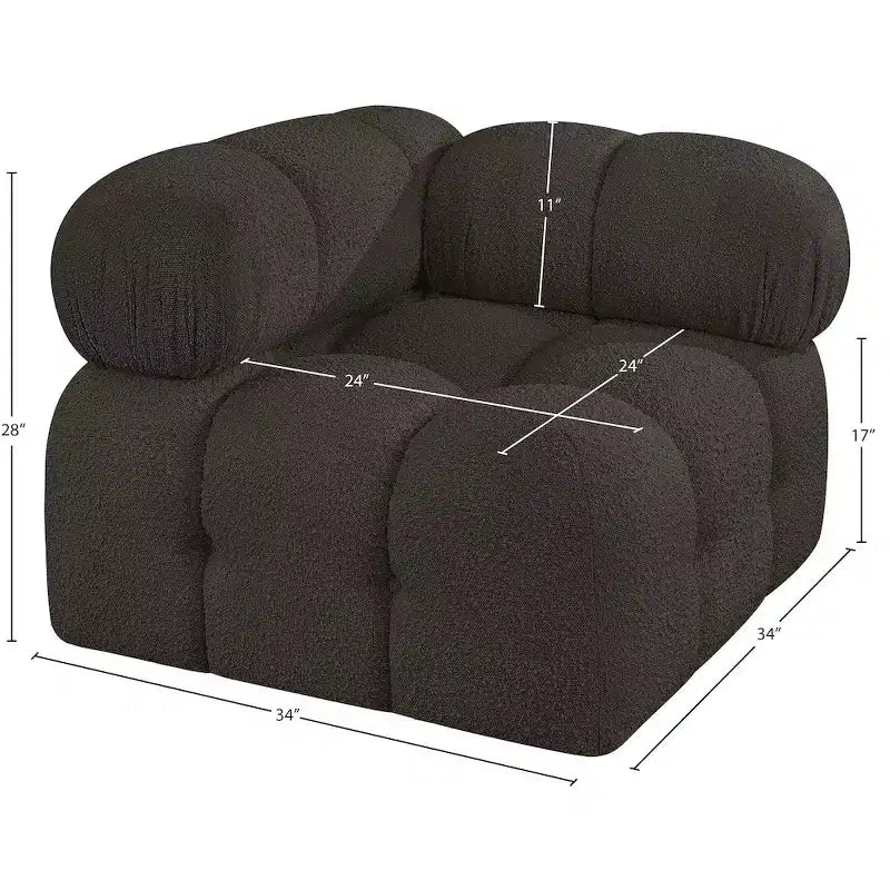 Meridian Furniture Ames Boucle Fabric Corner Chair