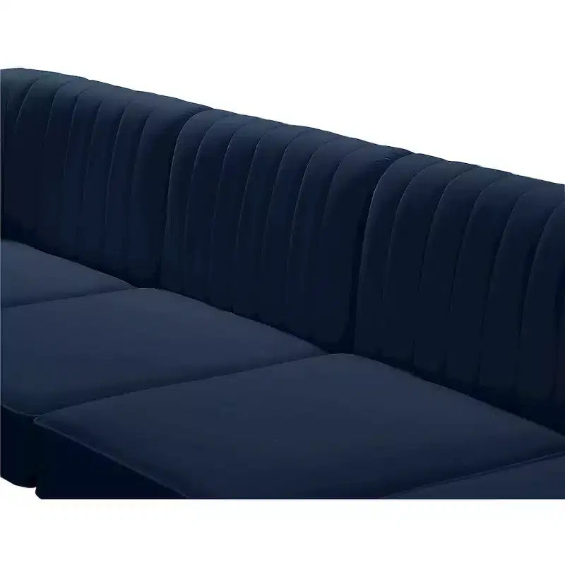 Fauteuil sans accoudoirs en velours bleu marine Alina Meridian Furniture