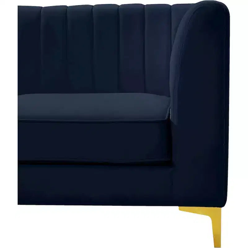 Fauteuil sans accoudoirs en velours bleu marine Alina Meridian Furniture