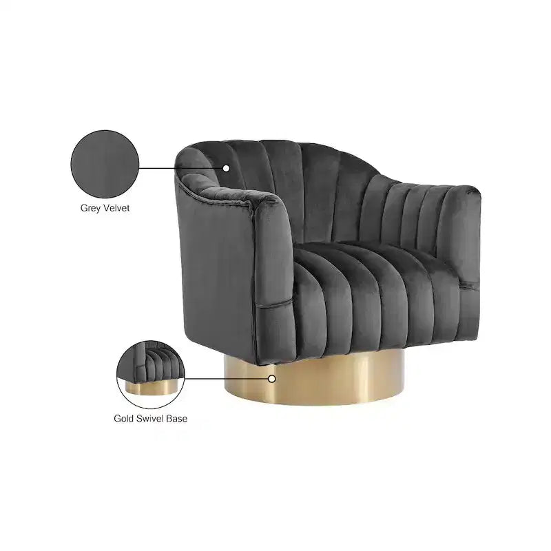 Meridian Furniture Farrah Grey Velvet Chair