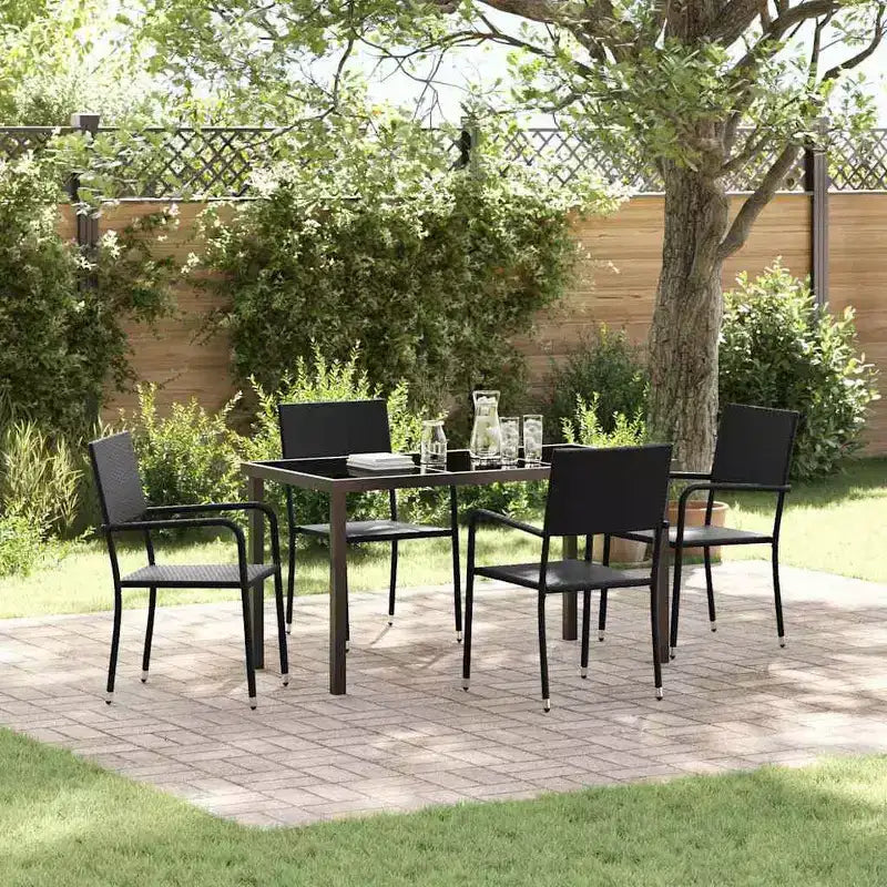vidaXL Ensemble de jardin de 5 pièces avec coussins en résine tressée noir