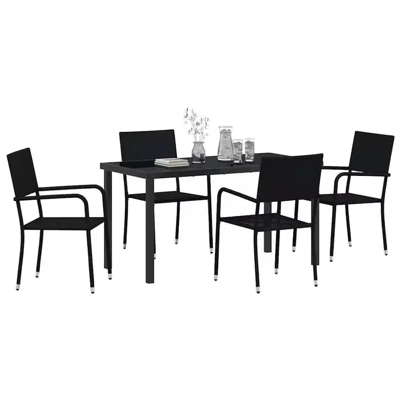 vidaXL Ensemble de jardin de 5 pièces avec coussins en résine tressée noir
